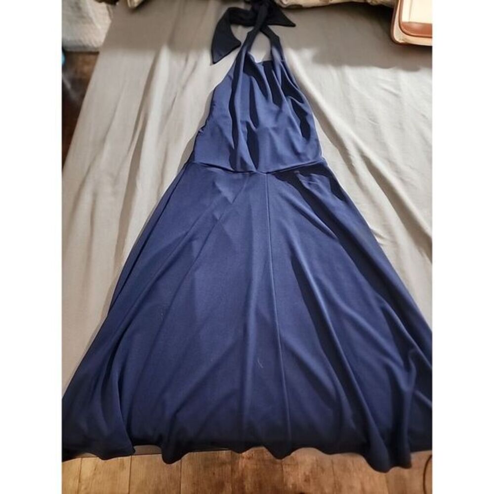 Isaac Mizrahi Blue Full Length Nackless Dress Sz Medium‎ Womens